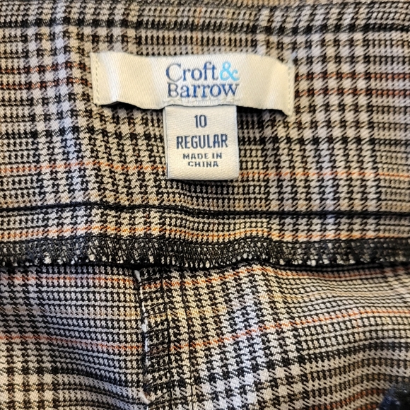 Plaid Pull On Pants Elastic Waist Straight Leg Dress Slacks Croft & Barrow 10 - Picture 6 of 7